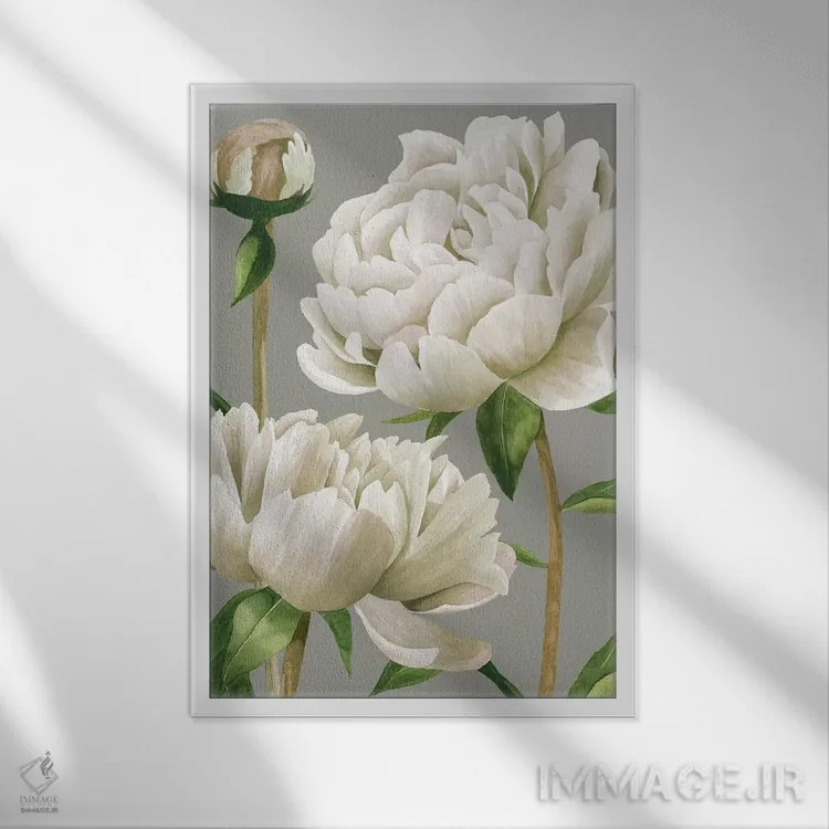 تابلو مدرن صدف سفید یکم اثر گریس پاپ - نمای قابدار سفید