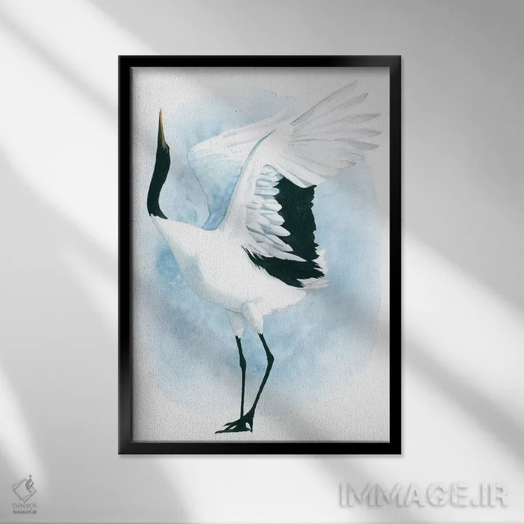 تابلو دکوراتیو درنای رقصان یکم اثر گریس پاپ - نمای قابدار مشکی