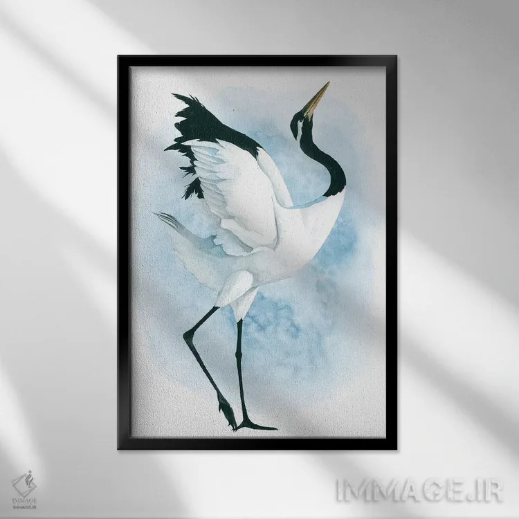 تابلو دکوراتیو درنای رقصان دوم اثر گریس پاپ - نمای قابدار مشکی