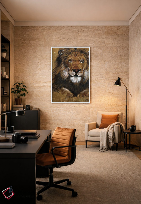 تابلو دکوراتیو شیر طلایی اثر پاتریشیا پینتو - D6W
