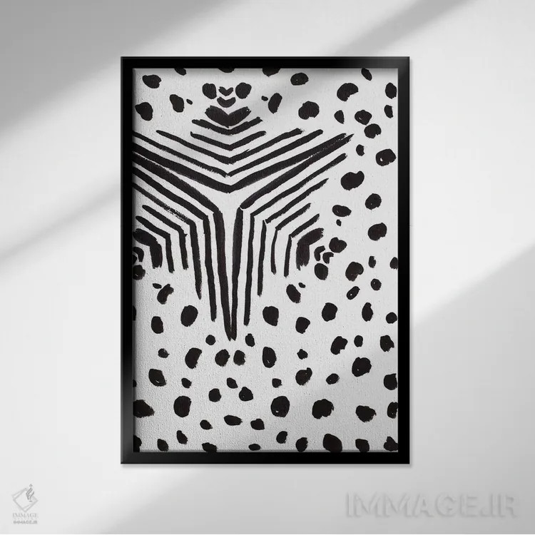 تابلو مینیمال طرح سیاه و سفید یک اثر پاتریشیا پینتو - نمای قابدار مشکی