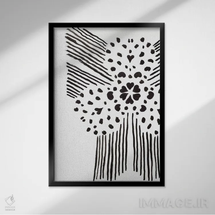 تابلو مینیمال طرح سیاه و سفید دو اثر پاتریشیا پینتو - نمای قابدار مشکی
