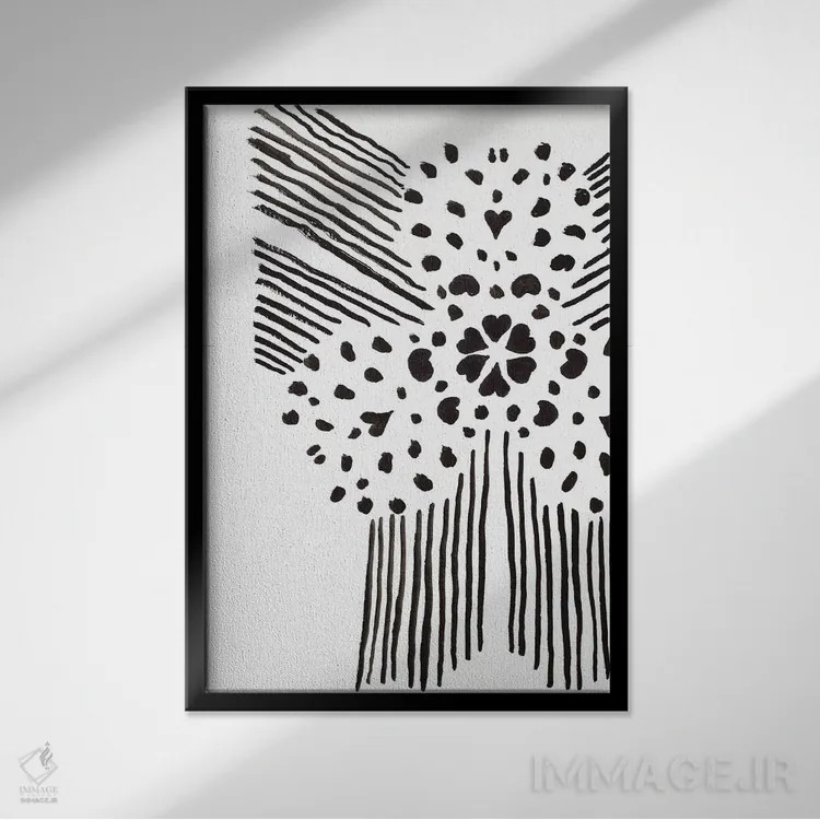 تابلو مینیمال طرح سیاه و سفید دو اثر پاتریشیا پینتو - نمای قابدار مشکی