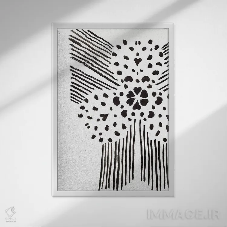 تابلو مینیمال طرح سیاه و سفید دو اثر پاتریشیا پینتو - نمای قابدار سفید