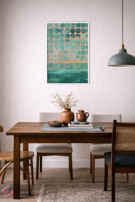 تابلو مینیمال نقاط روی فیروزه ای اثر پاتریشیا پینتو - D5W