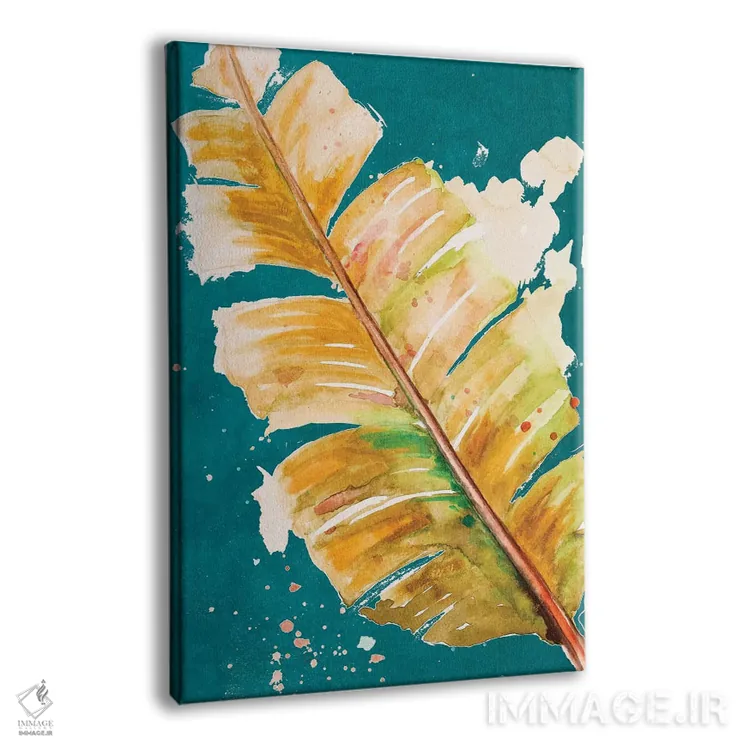 تابلو انتزاعی نخل تازه روی سبز دودی اثر پاتریشیا پینتو - نمای پرسپکتیو محصول