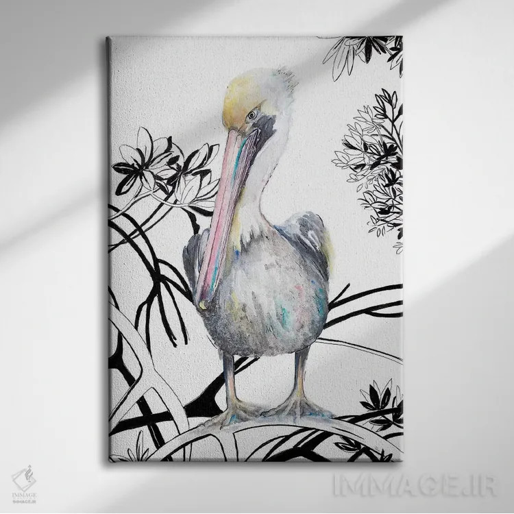 تابلو دکوراتیو پلیکان روی شاخه ۱ اثر پاتریشیا پینتو - نمای روبهرو روی دیوار