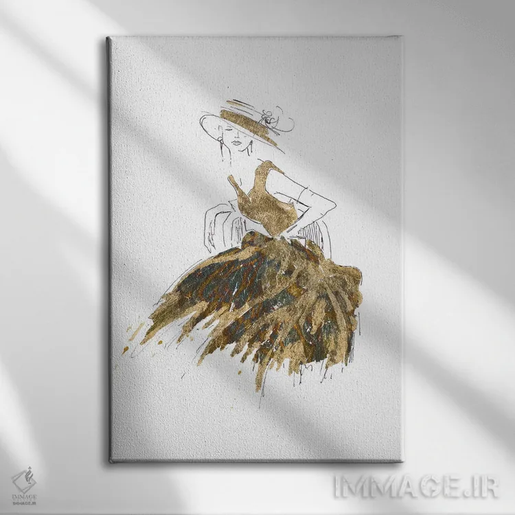 تابلو دکوراتیو مد طلایی II اثر پاتریشیا پینتو - نمای روبهرو روی دیوار