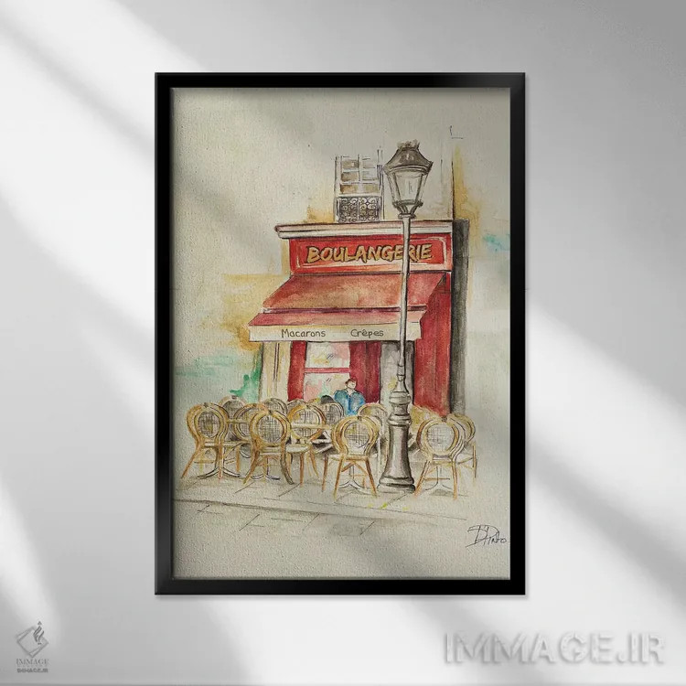 تابلو دکوراتیو کافه دو پاریس I اثر پاتریشیا پینتو - نمای قابدار مشکی