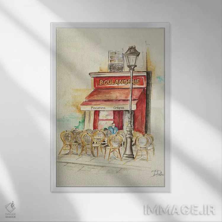 تابلو دکوراتیو کافه دو پاریس I اثر پاتریشیا پینتو - نمای قابدار سفید