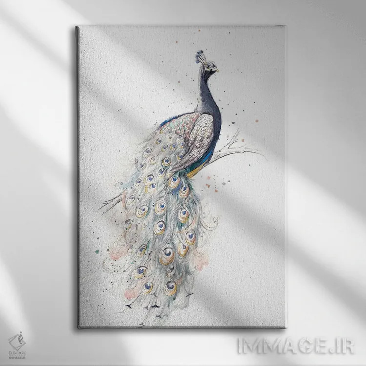 تابلو دکوراتیو طاووس اثر پاتریشیا پینتو - نمای روبهرو روی دیوار