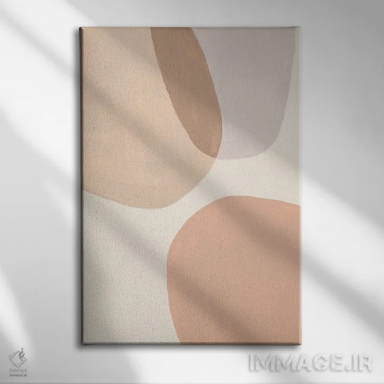 تابلو انتزاعی اشکال خنثی همپوشان اثر پاتریشیا پینتو - نمای روبهرو روی دیوار