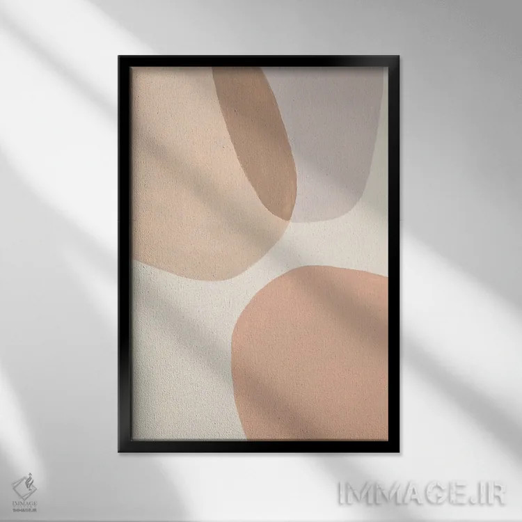 تابلو انتزاعی اشکال خنثی همپوشان اثر پاتریشیا پینتو - نمای قابدار مشکی