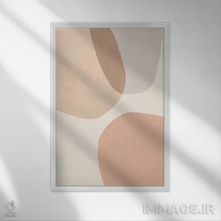 تابلو انتزاعی اشکال خنثی همپوشان اثر پاتریشیا پینتو - نمای قابدار سفید