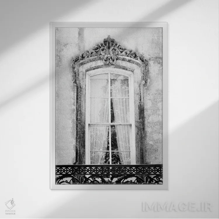 تابلو دکوراتیو پنجره ساوانا اثر آپریل رولند - نمای قابدار سفید