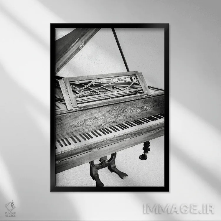 تابلو دکوراتیو پیانوی تیشنر اثر آپریل رولند - نمای قابدار مشکی