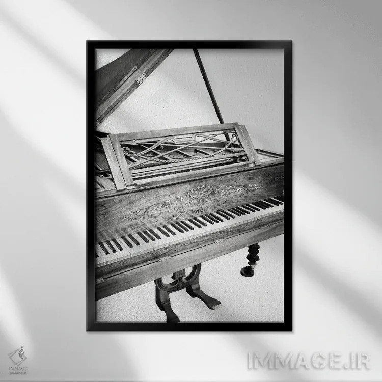 تابلو دکوراتیو پیانوی تیشنر اثر آپریل رولند - نمای قابدار مشکی