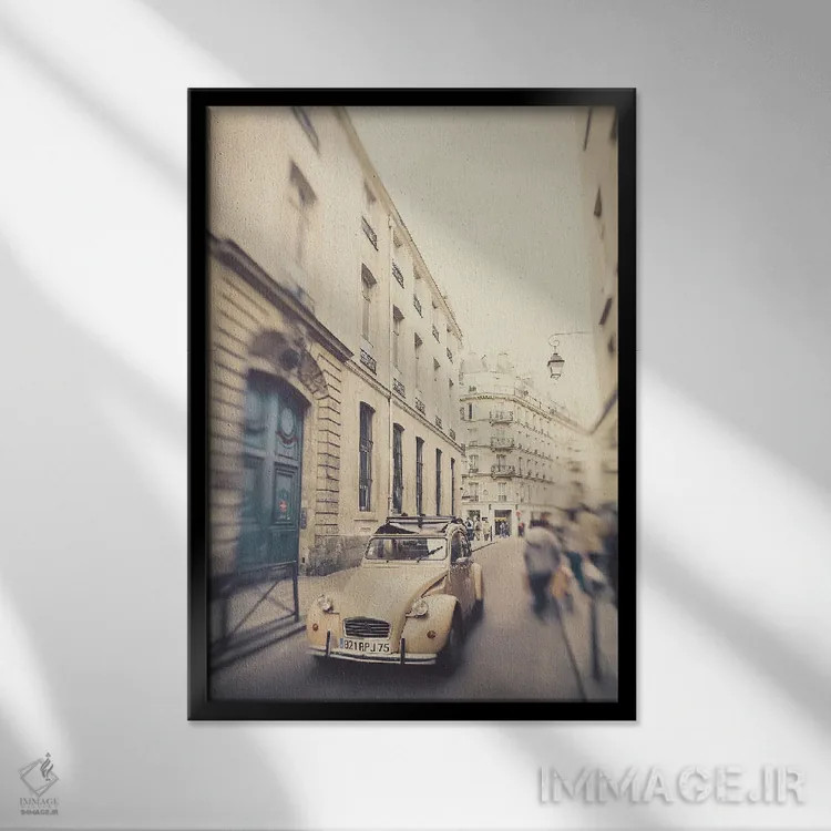 تابلو دکوراتیو خیابان پاریس اثر آپریل رولند - نمای قابدار مشکی