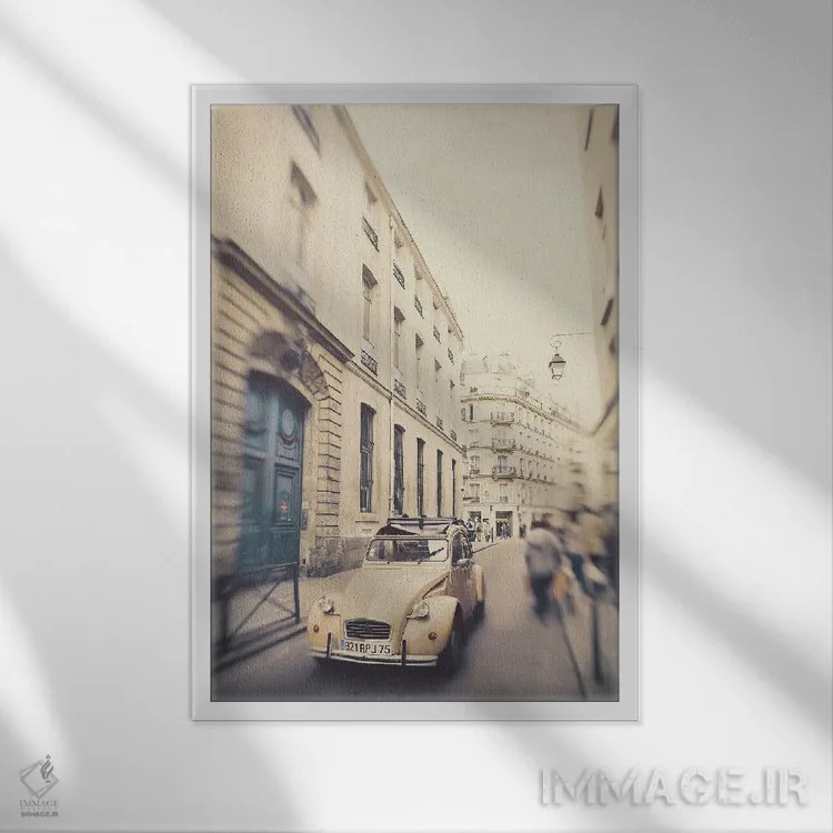 تابلو دکوراتیو خیابان پاریس اثر آپریل رولند - نمای قابدار سفید