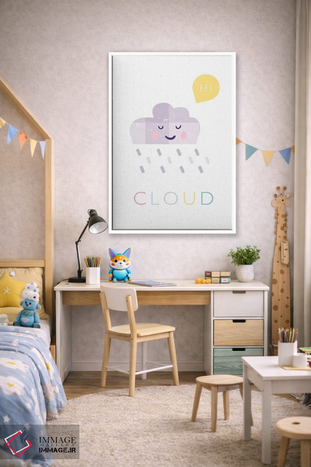 تابلو دکوراتیو ابر اثر پیپر پینت پیکسلز - D1W