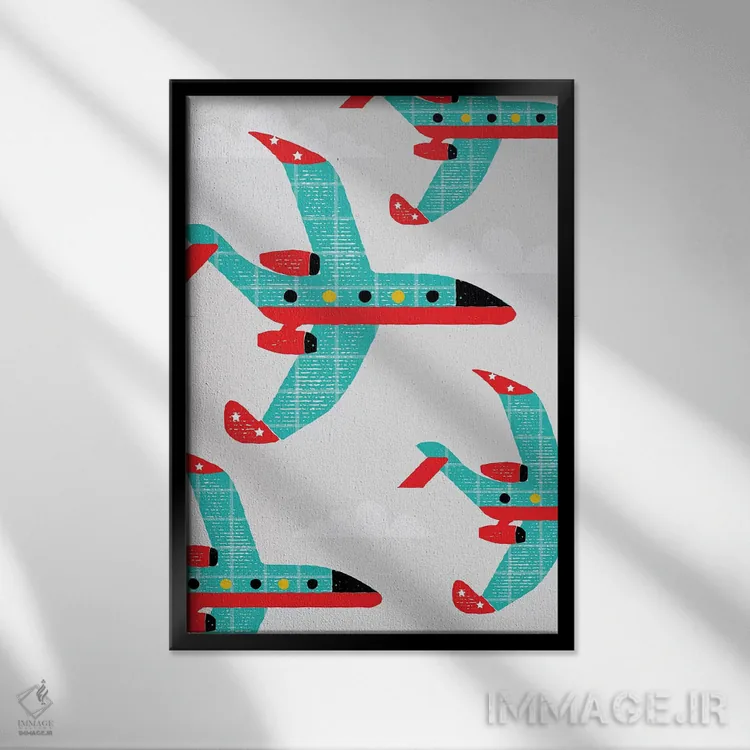 تابلو دکوراتیو هواپیماها در آسمان اثر پیپر پینت پیکسلز - نمای قابدار مشکی