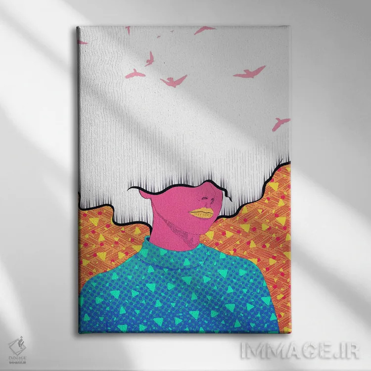 تابلو دکوراتیو موی ابری اثر پاتریک کوئرک - نمای روبهرو روی دیوار