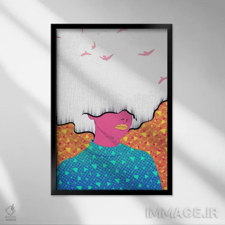 تابلو دکوراتیو موی ابری اثر پاتریک کوئرک - نمای قابدار مشکی