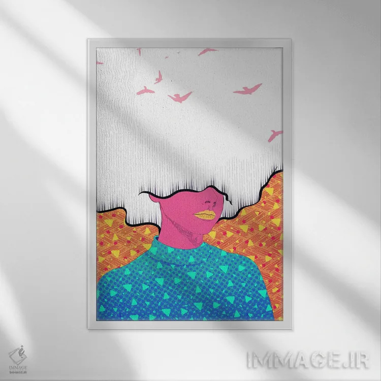 تابلو دکوراتیو موی ابری اثر پاتریک کوئرک - نمای قابدار سفید