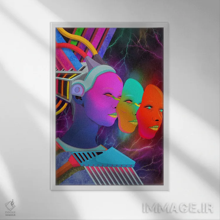 تابلو دکوراتیو تصویرسازی از خود اثر پاتریک کوئرک - نمای قابدار سفید