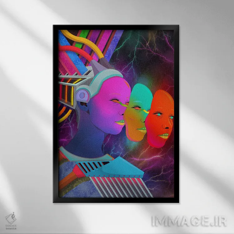 تابلو دکوراتیو تصویرسازی از خود اثر پاتریک کوئرک - نمای قابدار مشکی