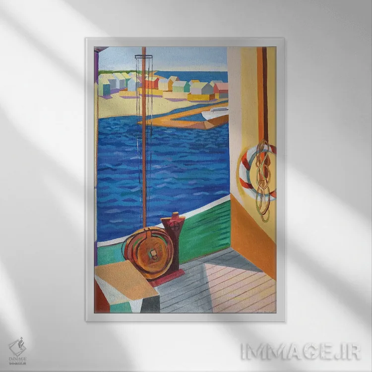 تابلو دکوراتیو از قایق ماهیگیری اثر پتی راجرز - نمای قابدار سفید