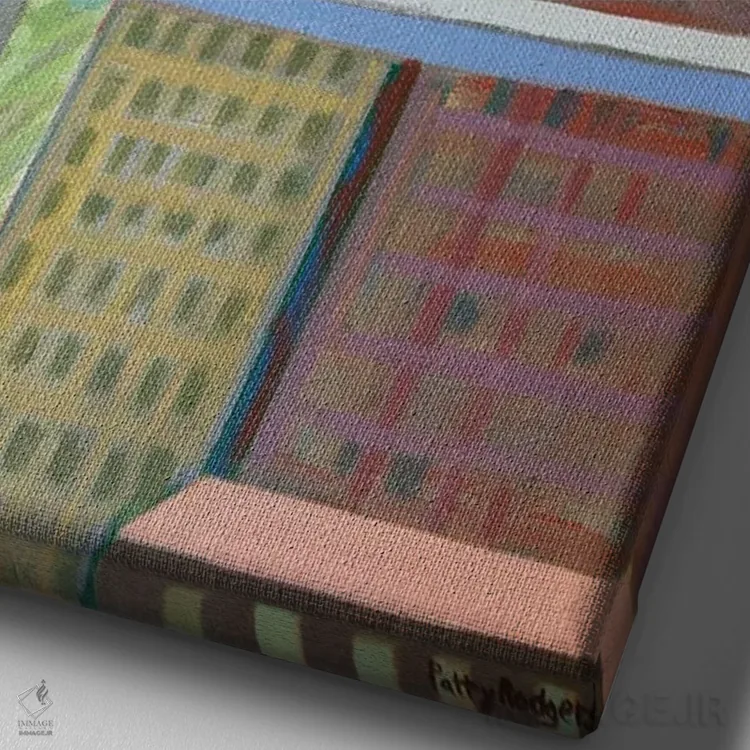 تابلو دکوراتیو رز روی شهر اثر پتی راجرز - نمای نزدیک بافت بوم