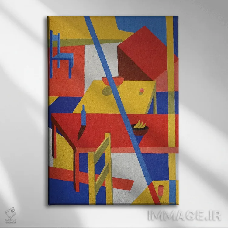 تابلو دکوراتیو Yellow, Blue,فضاهای داخلی با رنگ های قرمز، زرد و آبی اثر پتی راجرز - نمای روبهرو روی دیوار