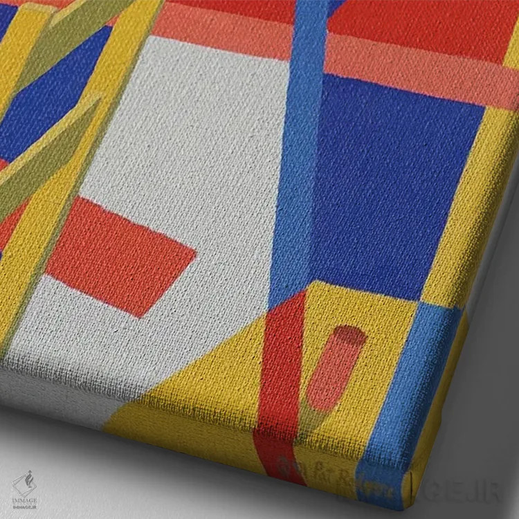 تابلو دکوراتیو Yellow, Blue,فضاهای داخلی با رنگ های قرمز، زرد و آبی اثر پتی راجرز - نمای نزدیک بافت بوم