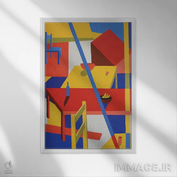 تابلو دکوراتیو Yellow, Blue,فضاهای داخلی با رنگ های قرمز، زرد و آبی اثر پتی راجرز - نمای قابدار سفید