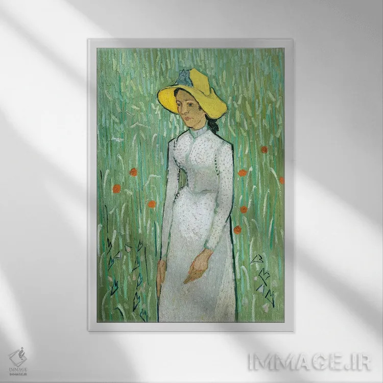 تابلو کلاسیک 1890,دختر سپیدپوش، ۱۸۹۰ اثر ونسان ون گوگ - نمای قابدار سفید