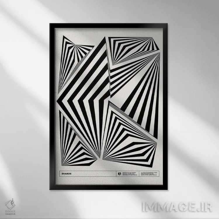 تابلو انتزاعی ترکش ها / تکه ها اثر پوسترلد - نمای قابدار مشکی