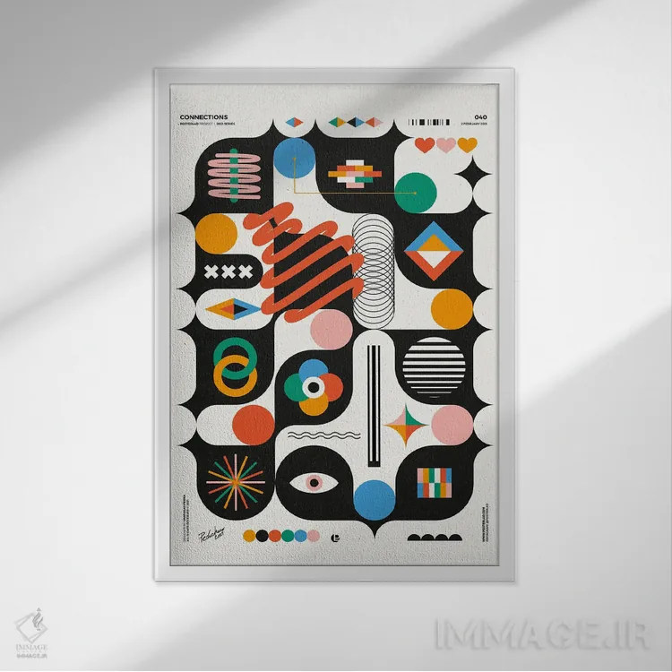 تابلو مینیمال ارتباطات اثر پوسترلد - نمای قابدار سفید