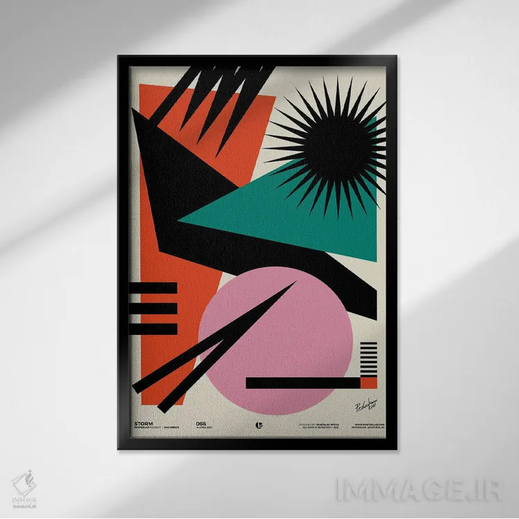 تابلو انتزاعی طوفان اثر پوسترلد - نمای قابدار مشکی
