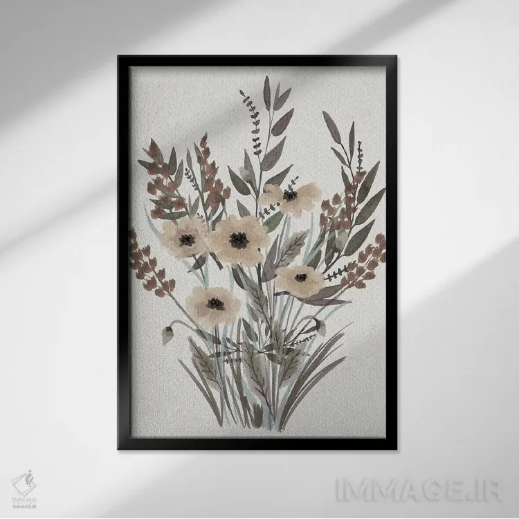 تابلو دکوراتیو دسته گل خاص و لطیف اثر مارکوس پرایم - نمای قابدار مشکی