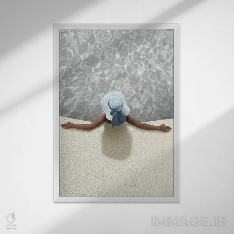 تابلو دکوراتیو آرامش کنار استخر اثر مارکوس پرایم - نمای قابدار سفید