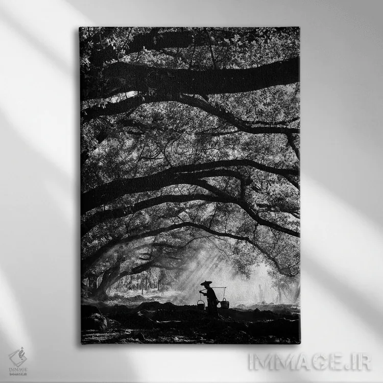 تابلو دکوراتیو کشاورز چینی اثر پراکسیس استودیو - نمای روبهرو روی دیوار