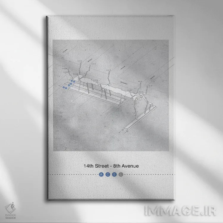 تابلو مینیمال خیابان چهاردهم اثر پروژه متروی نیویورک - نمای روبهرو روی دیوار