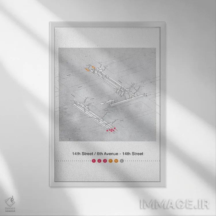 تابلو مینیمال خیابان چهاردهم اثر پروژه متروی نیویورک - نمای قابدار سفید