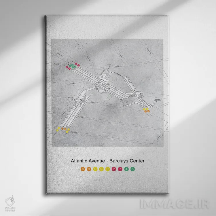 تابلو مینیمال خیابان آتلانتیک اثر پروژه متروی نیویورک - نمای روبهرو روی دیوار
