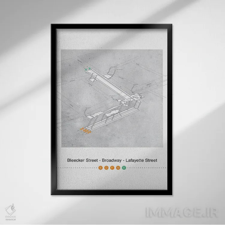 تابلو مینیمال خیابان بلیکر اثر پروژه متروی نیویورک - نمای قابدار مشکی