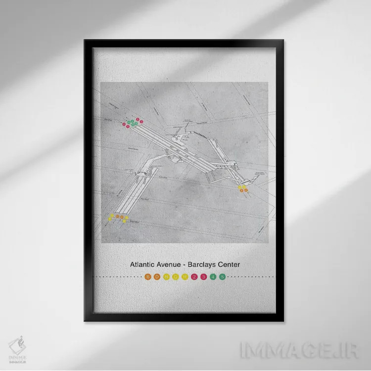 تابلو مینیمال خیابان آتلانتیک اثر پروژه متروی نیویورک - نمای قابدار مشکی