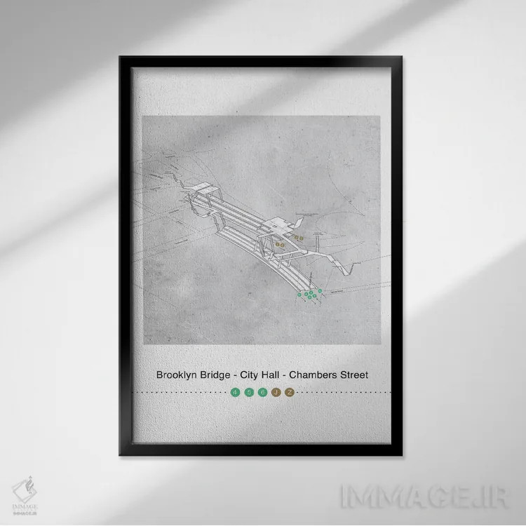 تابلو مینیمال پل بروکلین اثر پروژه متروی نیویورک - نمای قابدار مشکی