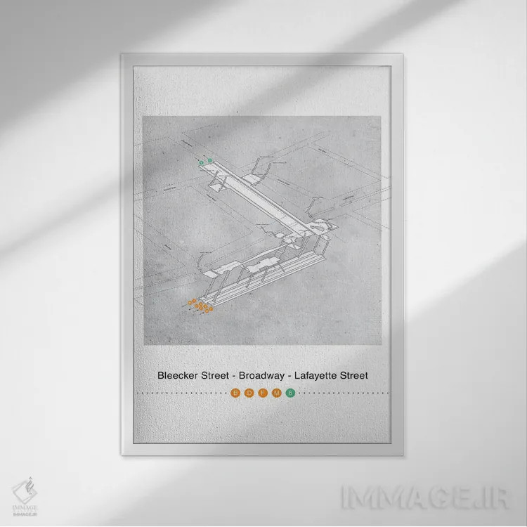 تابلو مینیمال خیابان بلیکر اثر پروژه متروی نیویورک - نمای قابدار سفید