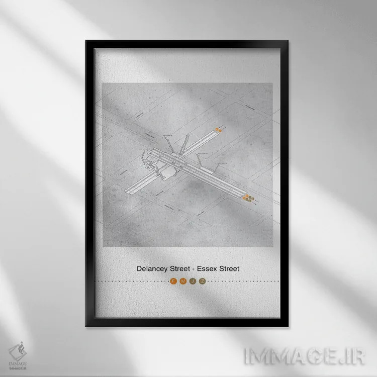 تابلو مینیمال خیابان دلنسی اثر پروژه متروی نیویورک - نمای قابدار مشکی